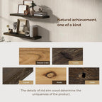 Wood Floating Shelves 36 Inch Long, Rustic Solid Elm Wood Shelves for Home Decor, 8 Inch Deep Wall Shelf with Invisible Brack