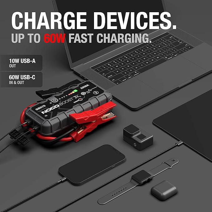 NOCO Boost X GBX75: 2500A UltraSafe Jump Starter - 12V Lithium Battery Booster Pack, Portable Jump Box, Power Bank & Jumper