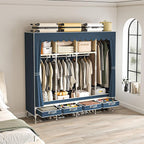 Portable Wardrobe with 4 Drawers and 3 Shelves, 67 Inch Large Capacity Freestanding Wardrobe Hanging Organizer with Lid for B