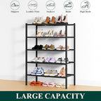 Smiry Shoe Rack, 5 Tier Thick Bamboo Shoe Organizer, Stackable Free Standing Wooden Shoe Storage Shelf for Closet, Entryway, 