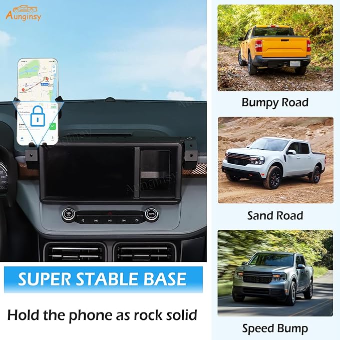 Aunginsy Dashboard Phone Holder Compatible with Ford Maverick 2022-2024, 8-inch Navigation Screen Upper Panel Fixed Clip 360° Rotation Mobile Phone Bracket for Most Cell Smartphone Mount Accessories