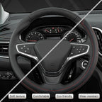 West Llama Customized Auto Car Steering Wheel Cover for Chevy 14.5-15 inches, Steering Wheel Cover for Chevrolet (Black+Red -