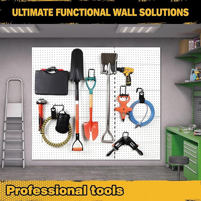 ELEAD 12-Piece Pegboard Hooks with Extension Straps, Heavy Duty Organizer Pegboard Accessories Fit for 1/4" Pegboard, Peg Boa