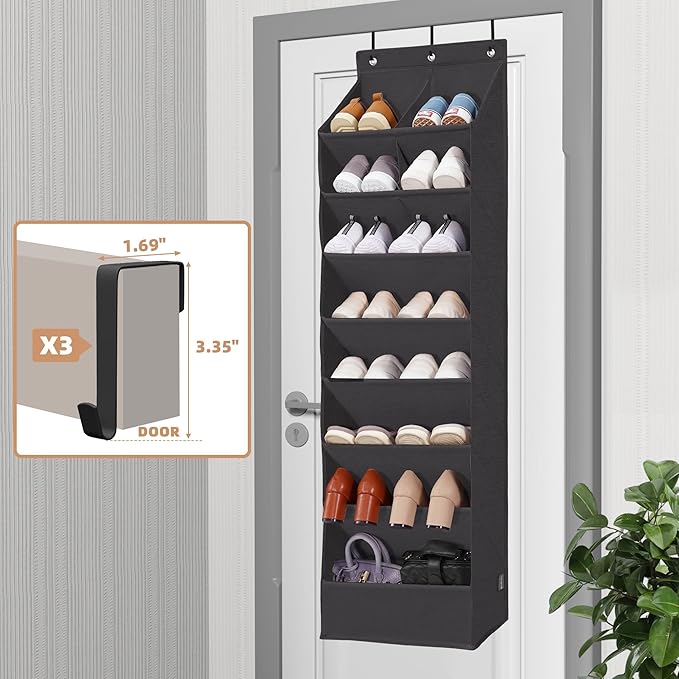 STORAGE MANIAC Over the Door Shoe Organizer Heavy-Duty Large Deep Pocket Hanging Shoe Organizer Shoe Rack Door Closet Shoe Or