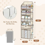Baby Nursery Over The Door Organizer – 5-Tier 10 Pocket Hanging Storage with Removable Diaper Caddy & 3 Sturdy Hooks, 55LBS C