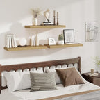 Fun Memories Deep Floating Shelves, 32W x 12D Oak Wall Shelves, 32 Long Rustic Wood Wide Storage Shelves for Bedroom, Kitchen