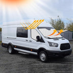 Ford Transit 2015-2023 Sun Shade 3-Piece Set - Custom Fit Windshield & Front Side Window Sunshades | Heat Reflective UV Blocker Privacy Cover for Transit T150 T250 T350 T350HD Van