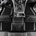 CAR PASS Leather Steering Wheel Cover and Waterproof Car Floor Mats,Microfiber Universal Car Combo Fit for 95% Sedan,SUV,Cars