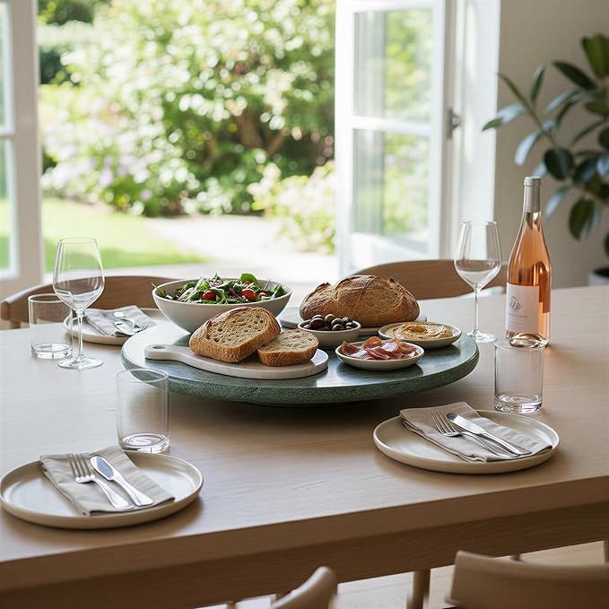Creative Co-Op Round Marble Lazy Susan, Green