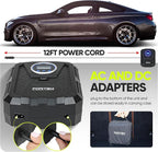 FORTEM Tire Inflator Portable Air Compressor, Air Pump for Car Tires and Bikes, Car Tire Pump w/Auto Shut Off, 150 PSI, 110V AC 12V DC, LED Light, Carrying Case, for Men, Women