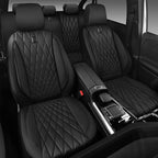 CAR PASS Thick Foam 3D Mesh Leather Car Seat Covers Full Set, Luxury Breathable Premuim Faux Leather Automotive Seat Covers, 