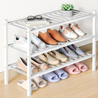 Smiry Bamboo Shoe Rack for Closet, 3 Tier Wooden Stackable Shoe Organizer, Free Standing Shoes Storage Shelf for Entryway, Fr