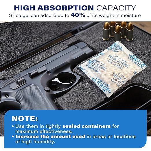 LotFancy Silica Gel Packets 20 Gram 15 Pack, Color Indicating Rechargeable Desiccant Packs, Moisture Absorber for Gun Safe, E