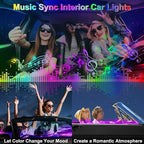 Dreamcolor Acrylic Interior Car LED Strip Lights, 6 in 1 Ambient Lighting Kit with Wireless APP, Dynamic Chasing Music Sync Fiber Optic Lights with DIY Mode, Car Inside Lighting Accessories