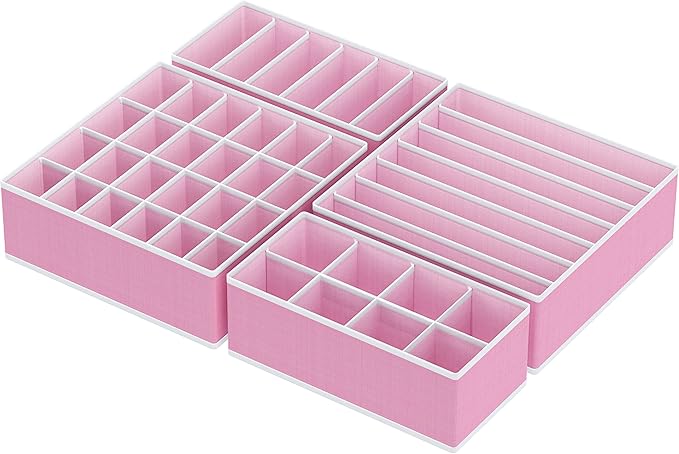 Simple Houseware 4-Pack Drawer Organizer Set - Closet Dividers for Underwear, Socks, Bras, Scarves, Ties - Foldable Non-Woven