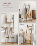 VASAGLE Blanket Ladder Decorative Farmhouse for The Living Room, 5-Tier Ladder Shelf, Ladder Rack for Storage and Decor, Hone