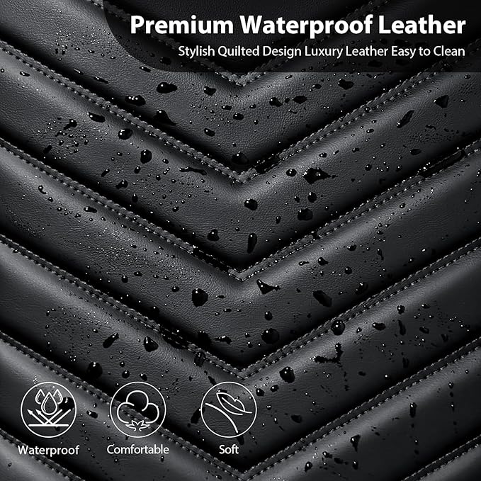 CAR PASS 3D Foam Luxury Leather Back Bench Car Seat Covers,Waterpoof Faux Leather Rear Seat Cover Universal Fit for Cars Seda