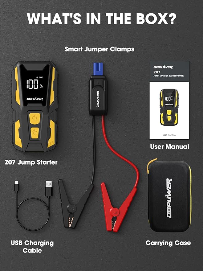 DBPOWER 5000A Jump Starter, 74Wh Car Battery Jump Starter for Up to 10.0L Gas and 8.0L Diesel Engine, 12V Portable Jump Box