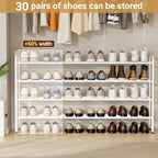 KEETDY 4-Tier Long Shoe Rack for Closet Floor, Wide Shoe Organizer Storage, Stackable Shoe Rack for Entryway Metal Shoe Shelf