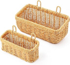 AceList Wall Hanging Basket, Boho Style Hand-Woven Hanging Storage Baskets - Set of 2, Ideal for Boho Room Decor, Kitchen, Ga