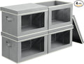Homsorout Collapsible Storage Bins with Lids, 4 Pack Closet Cubes for Organization, Fabric Storage Baksets with Window, Cloth