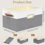 Yawinhe Fabric Storage Bins with Handles, Foldable Baskets for Shelves, Cubes with 3 Handles, Large Boxes for Clothes, White/