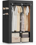 SONGMICS Portable Closet, Wardrobe Closet Organizer with Cover, 2 Hanging Rods and Shelves, 4 Side Pockets, 33.9 x 17.7 x 65.