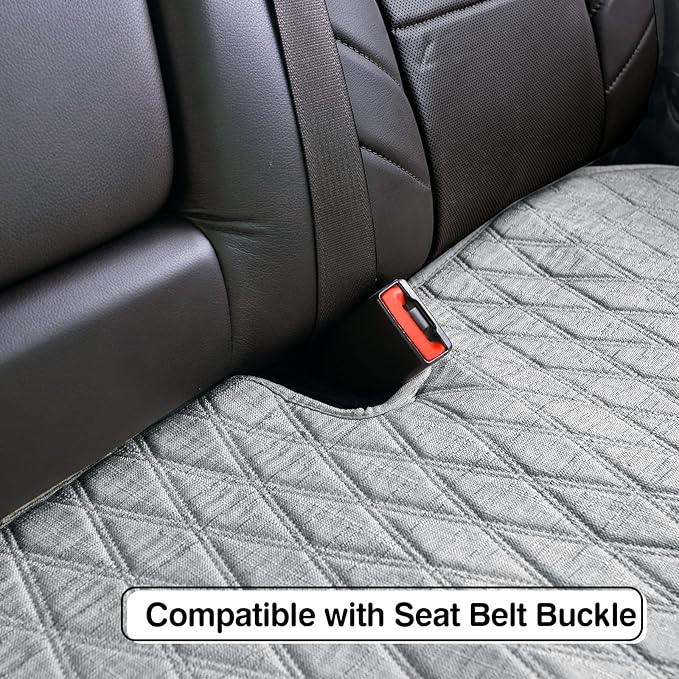 Universal Grey Anti-Slip Rear Car Seat Cover Size L - Faux Linen Bottom Bench Seat Cushion Fits Most of Vehicles Cars Truck S