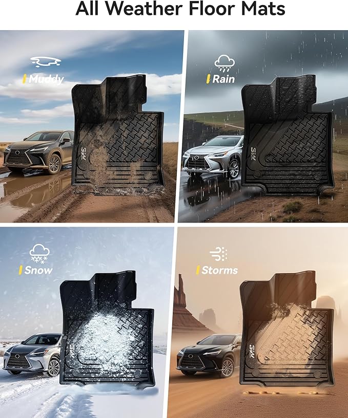 3W Floor Mats & Cargo Liner Fit Lexus NX/ NX250/ NX350 2022-2025 2026 (Not Fit for NX350h/ NX450h+), TPE All Weather Custom Fit Floor Liner for Lexus NX, 1st & 2nd Row Full Set Car Mats, Black