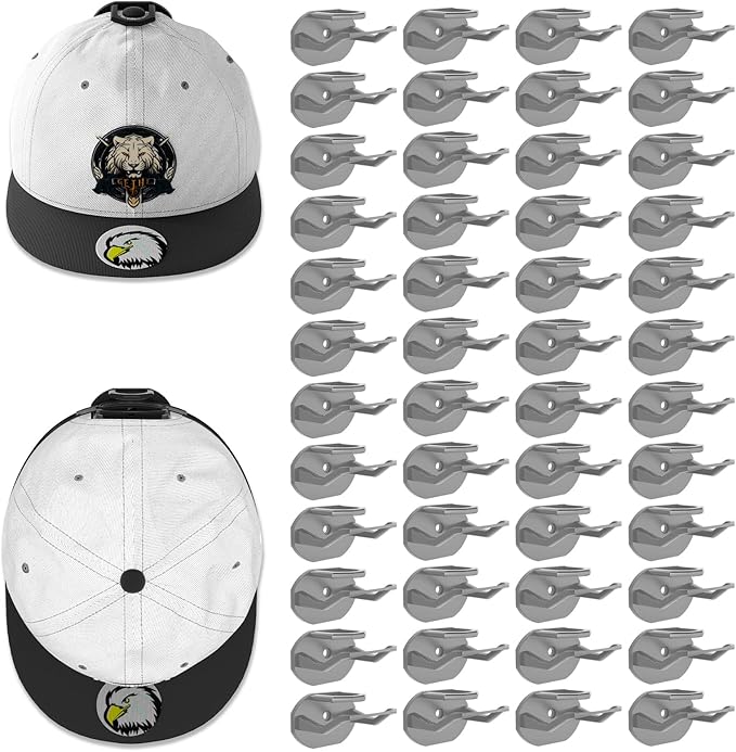 Niunuerga 48 Pack Adhesive Hat Hooks for Wall, Super Strong Hat Rack for Baseball Caps, Minimalist Hat Organizer Display for 