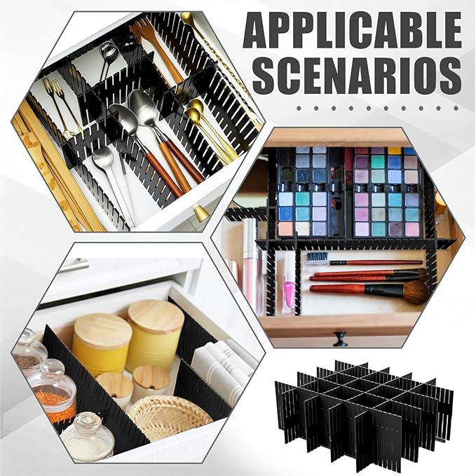 Blosssound 15 Pcs 5.12 Tall Drawer Divider Adjustable Drawer Organizer DIY Ultra Deep Storage Organizer Separator with Fixed 