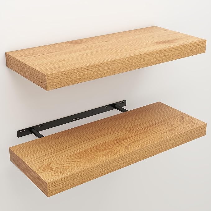 Floating Shelves for Wall, 9.3" Deep Wall Mounted Wood Shelves for Bathroom, Bedroom, Living Room, Kitchen, Hanging Shelf for