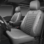 CAR PASS Bling Diamond Gray Leather Car Seat Covers Full Sets Interior Sets, Waterproof Shining Glitter Sparkly Crystal Unive