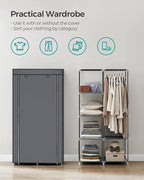 SONGMICS Portable Closet, Fabric Wardrobe, Clothes Rack with Shelves, Pockets, Large Capacity, 1 Hanging Rod, 34.6 x 17.7 x 6