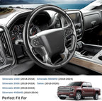 Steering Wheel Cover for Chevy Silverado 1500 2014-2018/2500 2500HD 3500 3500HD 2015-2019/ 4500HD 5500HD 6500HD 2019-2024/ Suburban Tahoe 2015-2020/ Colorado 2015-2022/ Traverse 2018-2023 Chevrolet
