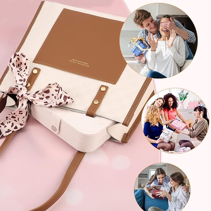 Travel Jewelry Box, PU leather Small Jewelry Organizer For Female Girls, double layer portable mini travel case for storing e