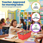 GAMENOTE 6 Quart Open Storage Bins – 12 Pack Rainbow Plastic Stackable Bins for Classroom & Kids Toy Organization with Remova