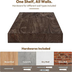 Vivelove Elm Wood Floating Shelves, Wooden Shelves for Wall with Invisible Bracket for Living Room Bedroom Bathroom Office Bo