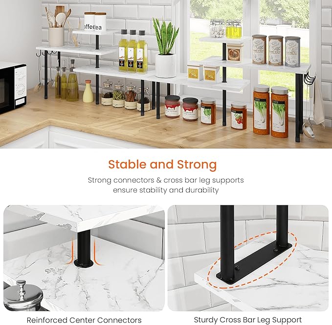 Homode Bathroom Counter Corner Shelf, 3 Tier Kitchen Countertop Organizer for Over The Sink, Make Up, Dresser Table, White Ma
