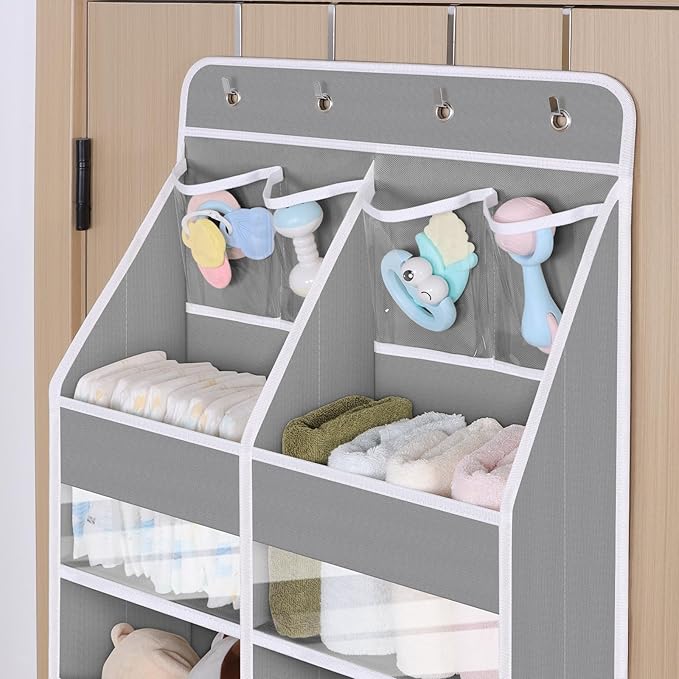 Univivi 6-Shelf Over Door Hanging Organizer Fabric Door Organizer with 10 Deep Pockets and 4 Small PVC Pockets Hanging Storag