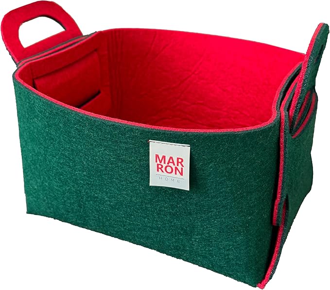 Collapsible Felt Storage Bin (DEEPGREENRED, MEDIUM)