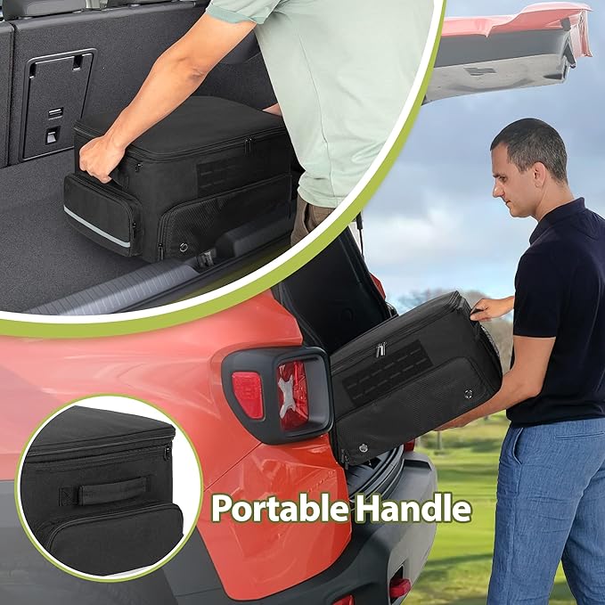 Golf Trunk Organizer Storage with Separate Compartment for 2 Pair Shoes Up to US Mens 16, Golf Car Locker Organizer for