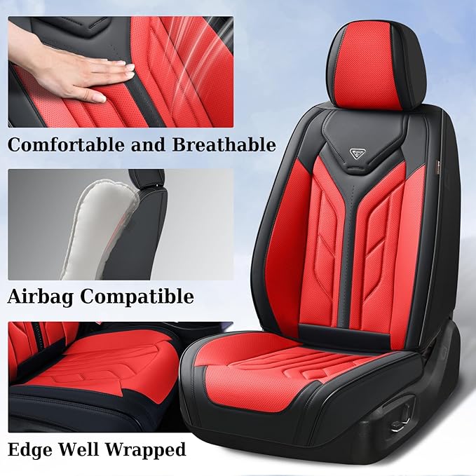 Coverado Car Seat Covers Full Set, Automotive Seat Covers Car Seat Protector Car Seat Cushion, Waterproof Leather Seat Covers