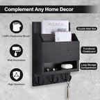 Key and Mail Holder for Wall, Key Holder with Chalkboard and Long Storage Box, Key Hanger with 3 Sturdy Hooks for Coat, Dog L