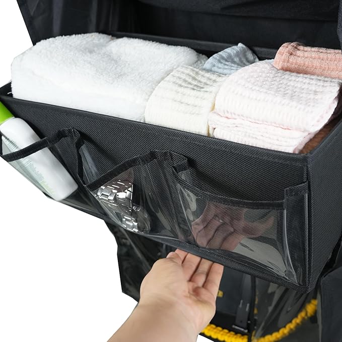 3in1 Over The Door Shoe Organizer with 5 Slanted Compartments,Removable Storage Bin & Transparent Pockets,Thickened Waterproo