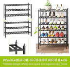 BMOSU 3-Tier Bamboo Extended Shoe Rack Premium Stackable Shoe Shelf Storage Organizer for Hallway Closet Living Room Entryway