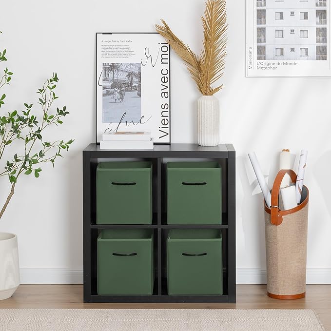 StorageWorks Green Storage Cubes, 11 Inch Cube Storage Bins with Handle, Cube Storage Organizer Bins for Shelves and Closet, 