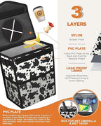 Car Trash Can with Lid, Cute Leakproof Car Trash Garbage Bag Hanging Vehicle Trash Bin Small Portable Automotive Garbage Cans Organizer for Back/Front Seat/Console(Trapezoid,Cow Print)