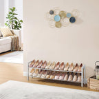 FAVOOSTY 2-Tier Expandable Shoe Rack, Adjustable Shoe Shelf Storage Organizer Space Saving Metal Free Standing Shoe Rack for 