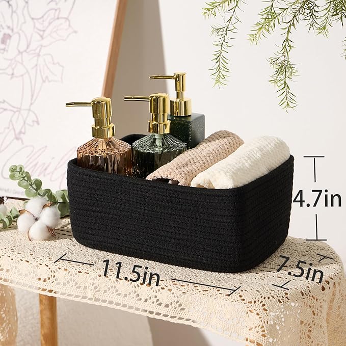 MiniArk Small Storage Baskets for Organizing | Closet Organizer Bins | Shelf Toy Basket | Woven Rope Baskets | Cube Decorativ